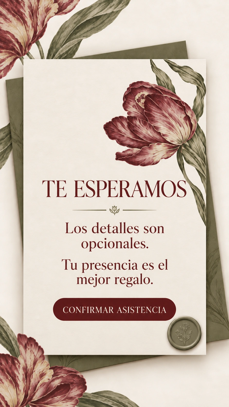 Los detalles son opcionales. Confirma tu asistencia.